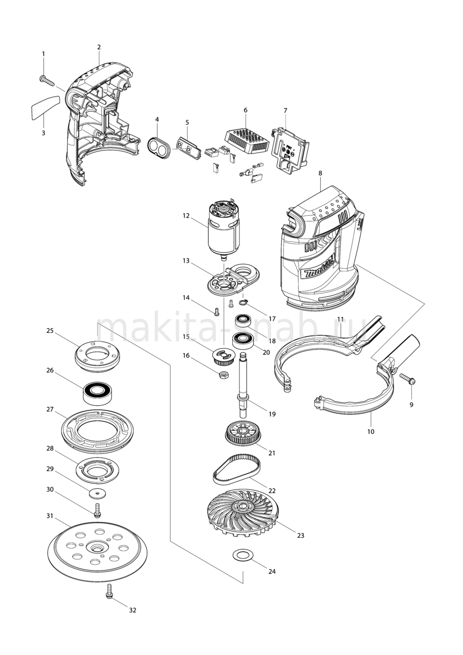 Деталировка(Запчасти) Makita DBO180