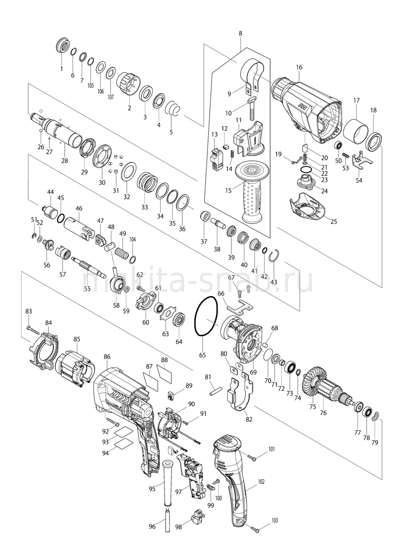 Деталировка(Запчасти) Makita HR2611F