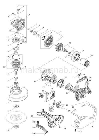 Деталировка(Запчасти) Makita DGA701