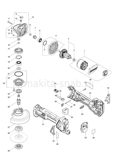 Деталировка(Запчасти) Makita DGA461