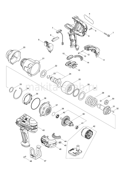 Деталировка(Запчасти) Makita DTW1001