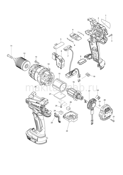 Деталировка(Запчасти) Makita BHP458