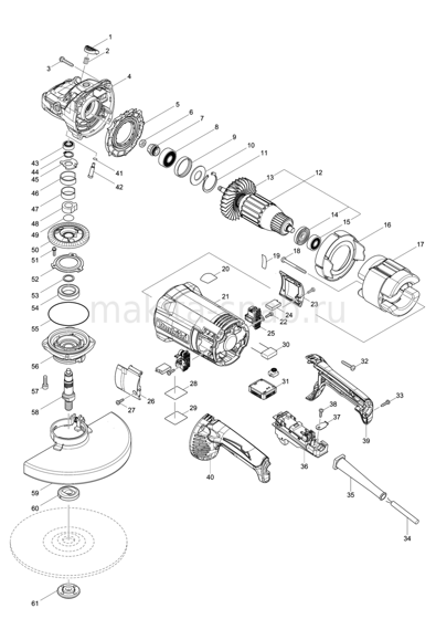 Деталировка(Запчасти) Makita GA9061R