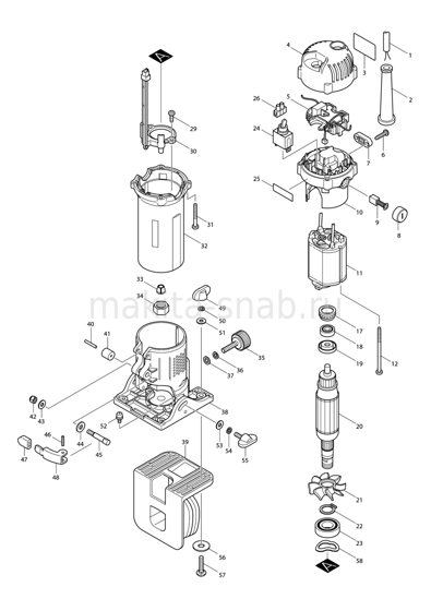 Деталировка(Запчасти) Makita 3708F