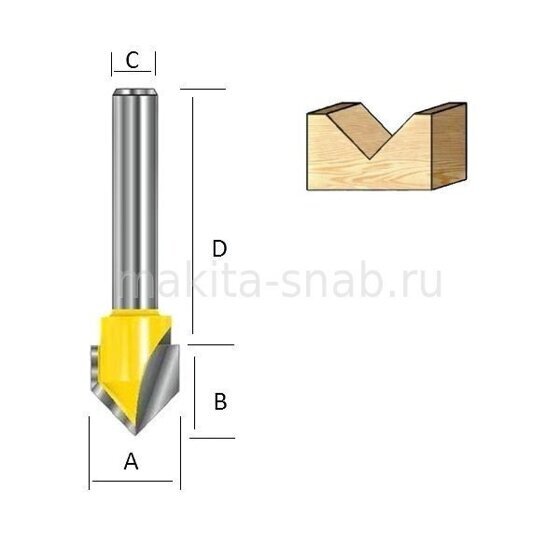 Фреза пазовая для V-образных пазов Makita D-09597