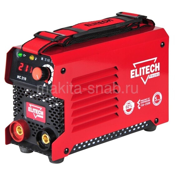 Инвертор,150-250В,4.4кВт,20-210А,ПВ=210А/60%,ф1.6-5мм,3кг ELITECH PROMO ИС 210