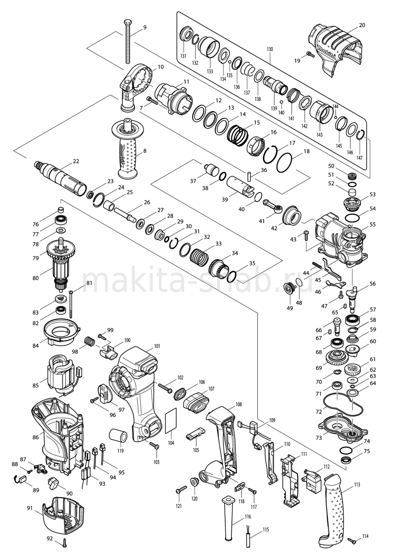 Деталировка(Запчасти) Makita HR2811FT