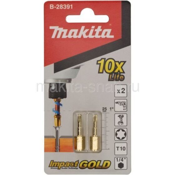 Насадка Impact Gold T10, 25 мм, C-form, 2 шт. Makita E-03193