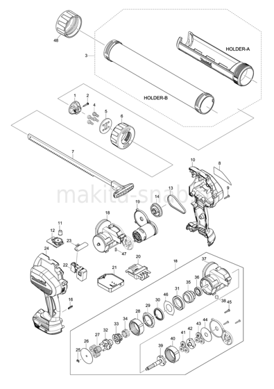 Деталировка(Запчасти) Makita BCG180