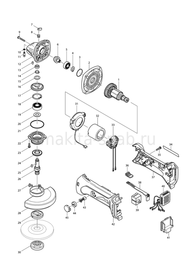 Деталировка(Запчасти) Makita BGA452