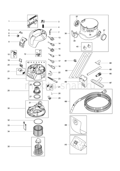 Деталировка(Запчасти) Makita VC2512L