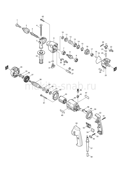 Деталировка(Запчасти) Makita HP2030