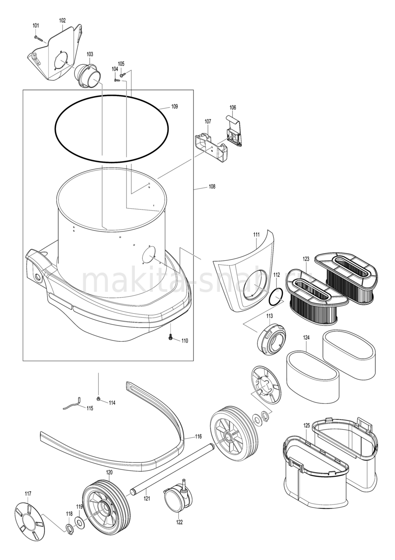 Деталировка(Запчасти) Makita VC2211M 1283707905