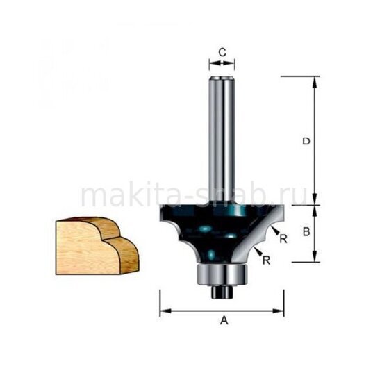 Фреза кромочная для двойной круглой кромки Makita D-11411 1633802263