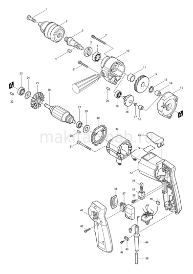 Деталировка(Запчасти) Makita DP4700