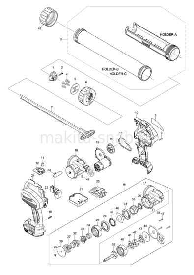 Деталировка(Запчасти) Makita DCG180