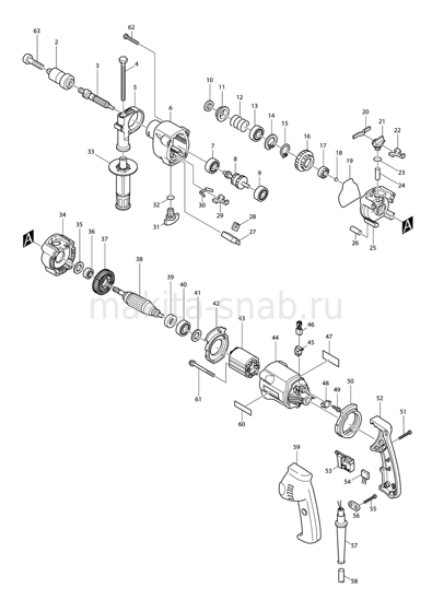 Деталировка(Запчасти) Makita HP2031