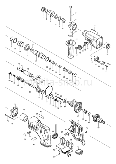 Деталировка(Запчасти) Makita BHR240