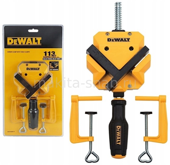 DWHT83853-0 DeWalt Струбцина угловая, глубина 30мм, и 2 струбцины для крепления к столу 4233337111