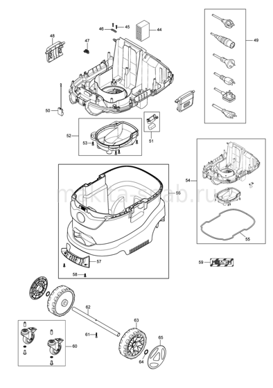 Деталировка(Запчасти) Makita VC4210M 1284101705