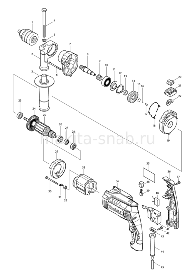 Деталировка(Запчасти) Makita HP1630