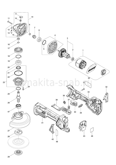 Деталировка(Запчасти) Makita DGA517