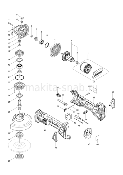 Деталировка(Запчасти) Makita DGA504