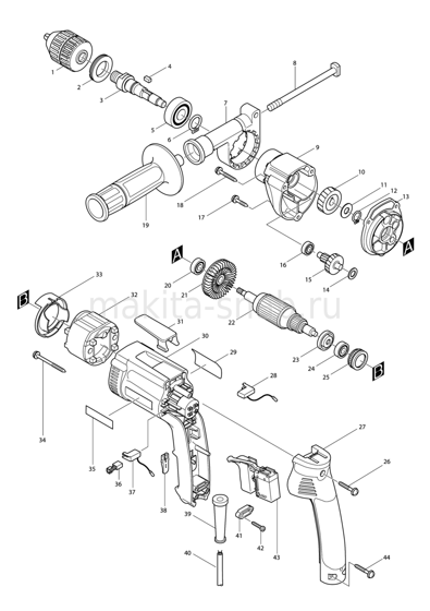 Деталировка(Запчасти) Makita DP3003