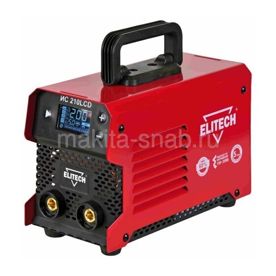 Инвертор,140-250В,7.0кВт,20-200А,ПВ=200А/60%,ф1.6-5мм,3.6кг ELITECH ИС 210LCD