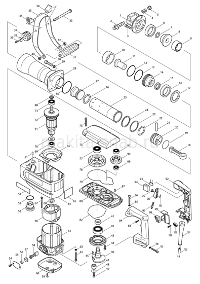 Деталировка(Запчасти) Makita HM1304