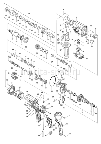 Деталировка(Запчасти) Makita HR2631FT