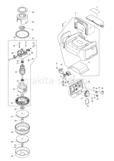 Деталировка(Запчасти) Makita VC3211M