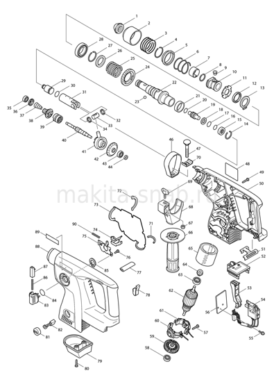 Деталировка(Запчасти) Makita BHR200