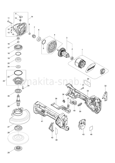 Деталировка(Запчасти) Makita DGA515