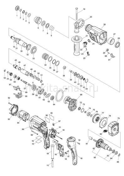 Деталировка(Запчасти) Makita HR2652