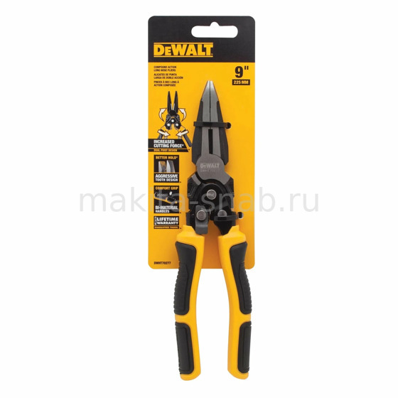 DWHT0-70277 DeWalt Плоскогубцы COMPOUND ACTION с удлиненными губками