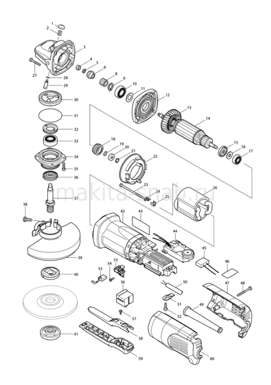 Деталировка(Запчасти) Makita 9565PCV