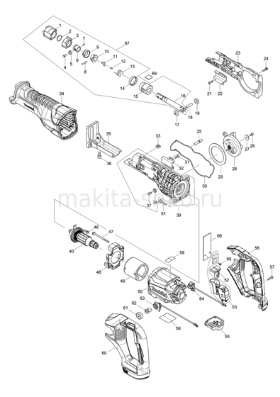 Деталировка(Запчасти) Makita DJR186