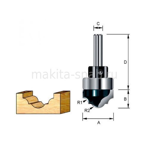 Погружная классическая фреза с хвостиовым подшипником Makita D-11178