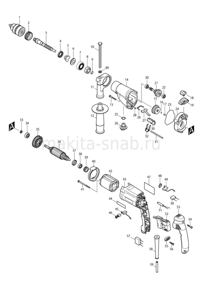 Деталировка(Запчасти) Makita HP2050