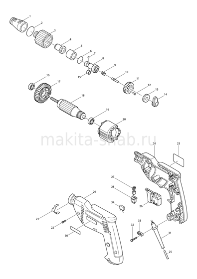 Деталировка(Запчасти) Makita 6821