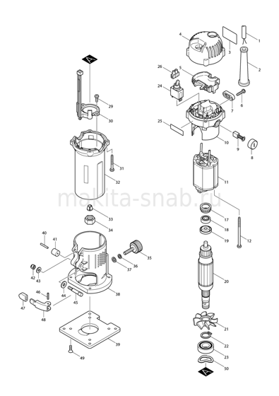 Деталировка(Запчасти) Makita 3707