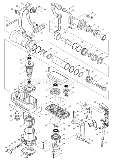 Деталировка(Запчасти) Makita HM1304B