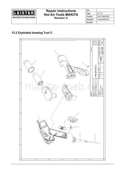 Деталировка(Запчасти) Makita HG651C